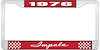 1976 Impala Red And Chrome License Plate Frame With White Lettering - image 1