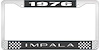 1976 Impala Black And Chrome License Plate Frame With White Lettering - image 1