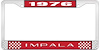 1976 Impala Red And Chrome License Plate Frame With White Lettering - image 1