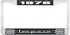 1976 Impala Black And Chrome License Plate Frame With White Lettering - image 1