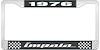 1976 Impala Black And Chrome License Plate Frame With White Lettering - image 1