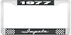 1977 Impala Black And Chrome License Plate Frame With White Lettering - image 1