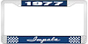 1977 Impala Blue And Chrome License Plate Frame With White Lettering - image 1