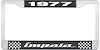 1977 Impala Black And Chrome License Plate Frame With White Lettering - image 1