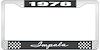 1978 Impala Black And Chrome License Plate Frame With White Lettering - image 1