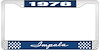 1978 Impala Blue And Chrome License Plate Frame With White Lettering - image 1