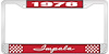 1978 Impala Red And Chrome License Plate Frame With White Lettering - image 1