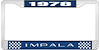 1978 Impala Blue And Chrome License Plate Frame With White Lettering - image 1
