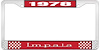 1978 Impala Red And Chrome License Plate Frame With White Lettering - image 1