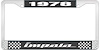 1978 Impala Black And Chrome License Plate Frame With White Lettering - image 1