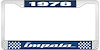 1978 Impala Blue And Chrome License Plate Frame With White Lettering - image 1