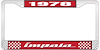 1978 Impala Red And Chrome License Plate Frame With White Lettering - image 1