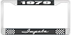 1979 Impala Black And Chrome License Plate Frame With White Lettering - image 1