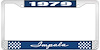 1979 Impala Blue And Chrome License Plate Frame With White Lettering - image 1