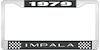 1979 Impala Black And Chrome License Plate Frame With White Lettering - image 1