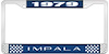 1979 Impala Blue And Chrome License Plate Frame With White Lettering - image 1