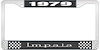 1979 Impala Black And Chrome License Plate Frame With White Lettering - image 1