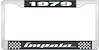 1979 Impala Black And Chrome License Plate Frame With White Lettering - image 1
