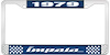 1979 Impala Blue And Chrome License Plate Frame With White Lettering - image 1