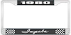 1980 Impala Black And Chrome License Plate Frame With White Lettering - image 1