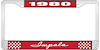 1980 Impala Red And Chrome License Plate Frame With White Lettering - image 1