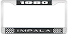 1980 Impala Black And Chrome License Plate Frame With White Lettering - image 1
