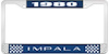 1980 Impala Blue And Chrome License Plate Frame With White Lettering - image 1