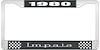 1980 Impala Black And Chrome License Plate Frame With White Lettering - image 1
