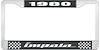 1980 Impala Black And Chrome License Plate Frame With White Lettering - image 1