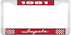1981 Impala Red And Chrome License Plate Frame With White Lettering - image 1