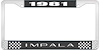 1981 Impala Black And Chrome License Plate Frame With White Lettering - image 1