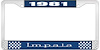 1981 Impala Blue And Chrome License Plate Frame With White Lettering - image 1