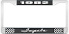1982 Impala Black And Chrome License Plate Frame With White Lettering - image 1