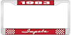 1983 Impala Red And Chrome License Plate Frame With White Lettering - image 1