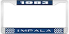 1983 Impala Blue And Chrome License Plate Frame With White Lettering - image 1