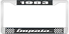 1983 Impala Black And Chrome License Plate Frame With White Lettering - image 1