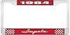 1984 Impala Red And Chrome License Plate Frame With White Lettering - image 1