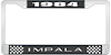 1984 Impala Black And Chrome License Plate Frame With White Lettering - image 1