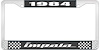 1984 Impala Black And Chrome License Plate Frame With White Lettering - image 1