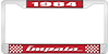 1984 Impala Red And Chrome License Plate Frame With White Lettering - image 1