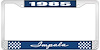 1985 Impala Blue And Chrome License Plate Frame With White Lettering - image 1