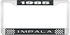 1985 Impala Black And Chrome License Plate Frame With White Lettering - image 1