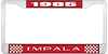 1985 Impala Red And Chrome License Plate Frame With White Lettering - image 1