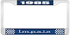 1985 Impala Blue And Chrome License Plate Frame With White Lettering - image 1