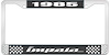 1985 Impala Black And Chrome License Plate Frame With White Lettering - image 1