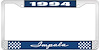 1994 Impala Blue And Chrome License Plate Frame With White Lettering - image 1