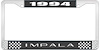 1994 Impala Black And Chrome License Plate Frame With White Lettering - image 1