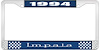 1994 Impala Blue And Chrome License Plate Frame With White Lettering - image 1