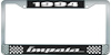 1994 Impala Black And Chrome License Plate Frame With White Lettering - image 1