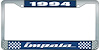 1994 Impala Blue And Chrome License Plate Frame With White Lettering - image 1
